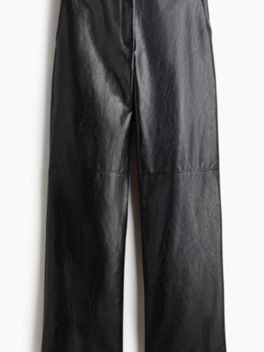 H&M Coated Faux Leather Straight Leg Pants Black US 4 / EUR 36